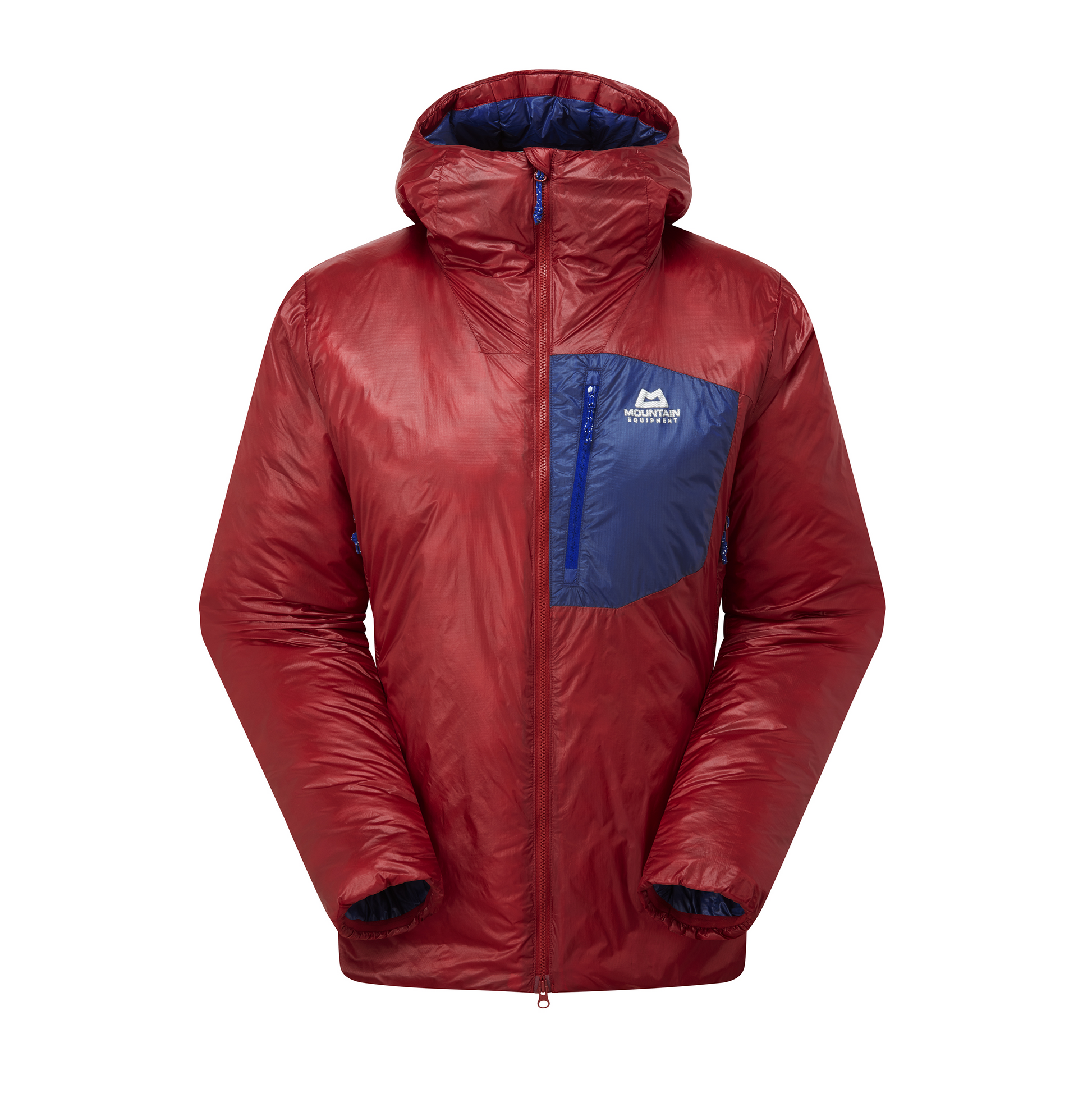 Mountain Equipment Oreus Hooded Women's Jacket in Merlot/Admiral Blue - Front