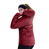 Mountain Equipment Oreus Hooded Women's Jacket in Merlot/Admiral Blue - Side Fit