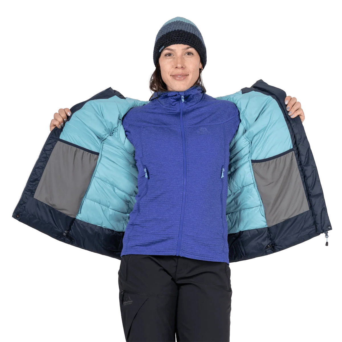 Mountain Equipment Paiyu Women's Jacket in Cosmos - Open Front On Model