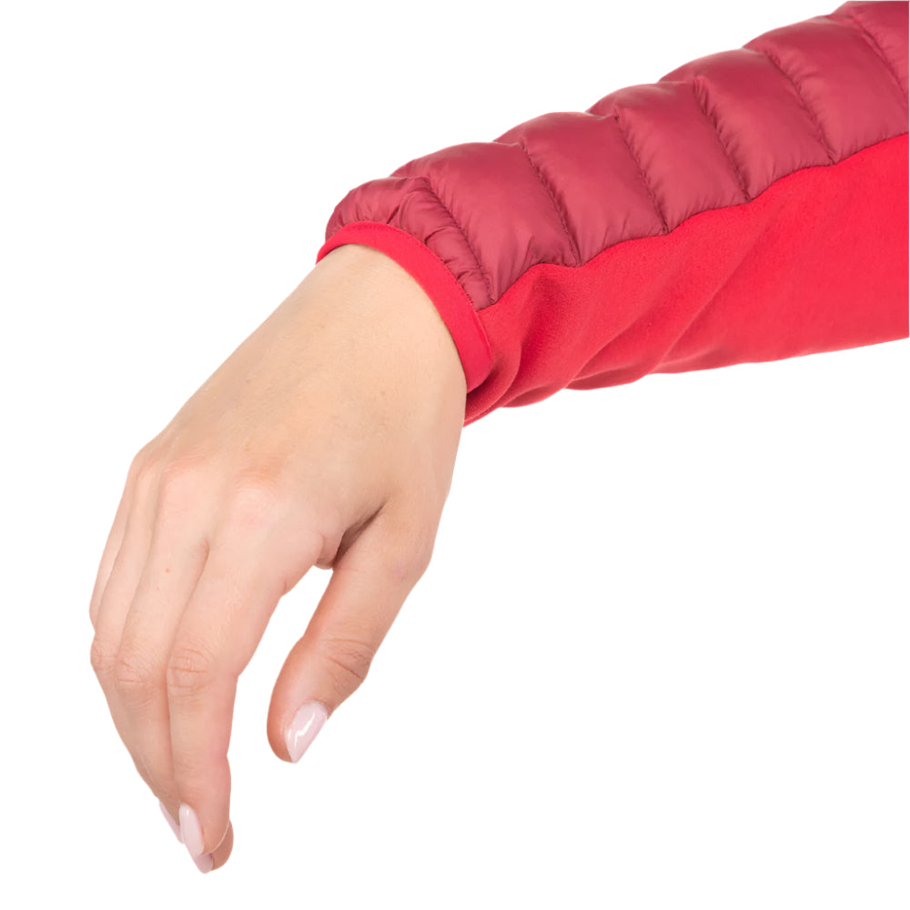 Mountain Equipment Particle Hooded Women's Jacket in Capsicum/Tibetan Red - Thumb Loop Detail