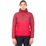 Mountain Equipment Particle Hooded Women's Jacket in Capsicum/Tibetan Red - Front Fit on Model