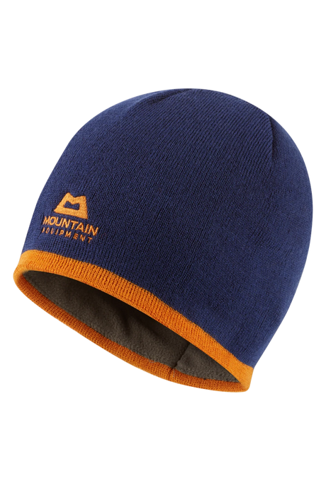 Mountain Equipment Plain Knitted Beanie in Admiral Blue/Rust - Front