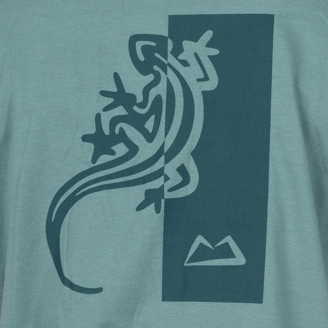 Mountain Equipment Podus Women's Tee in Goblin Blue - Back model view showing graphic