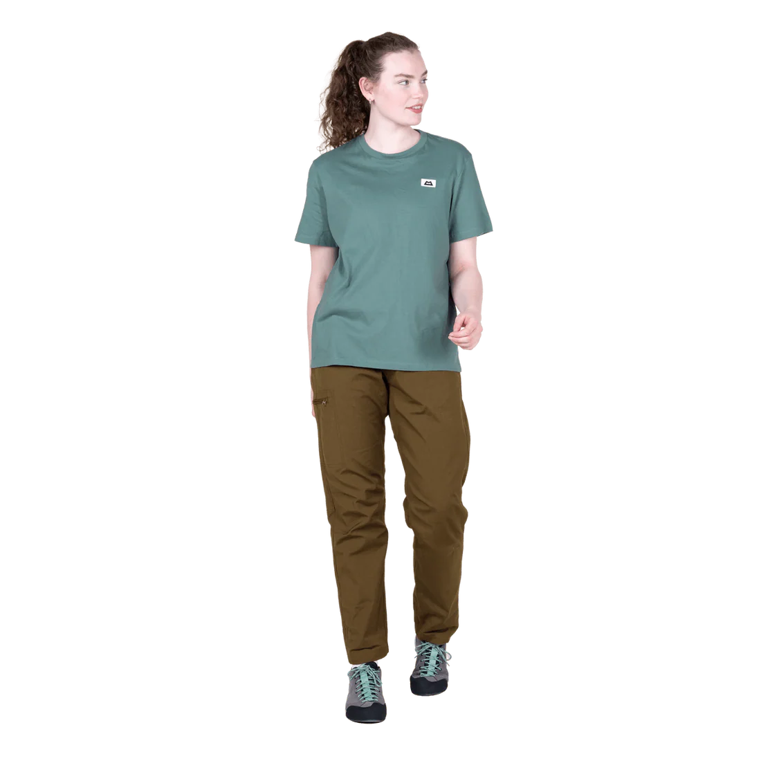 Mountain Equipment Podus Women's Tee in Goblin Blue - Side model view