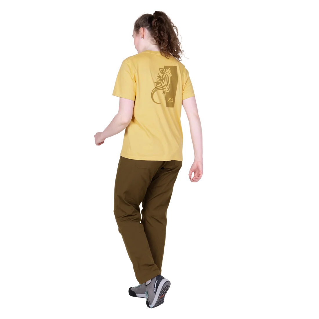 Mountain Equipment Podus Women's Tee in Rattan - Back model view