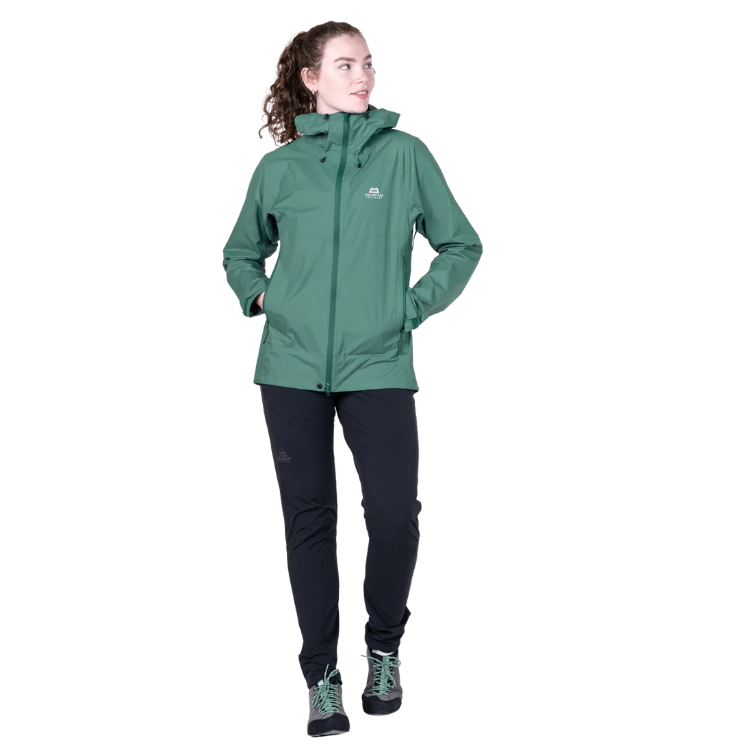 Mountain Equipment Raintower Women's Jacket in Sea Pine - Back model view