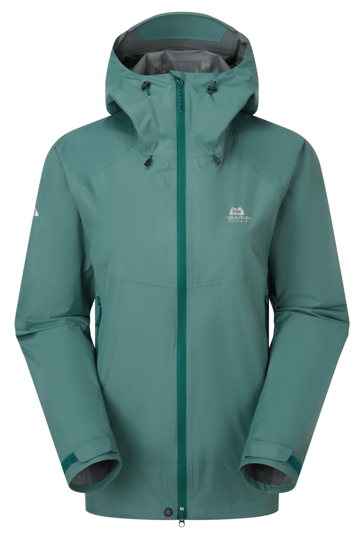 Mountain Equipment Raintower Women's Jacket in Sea Pine - Front flat lay