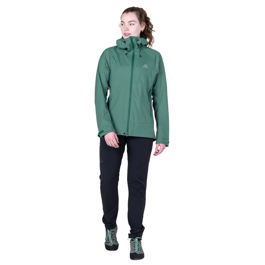 Mountain Equipment Raintower Women's Jacket in Sea Pine - Front model view