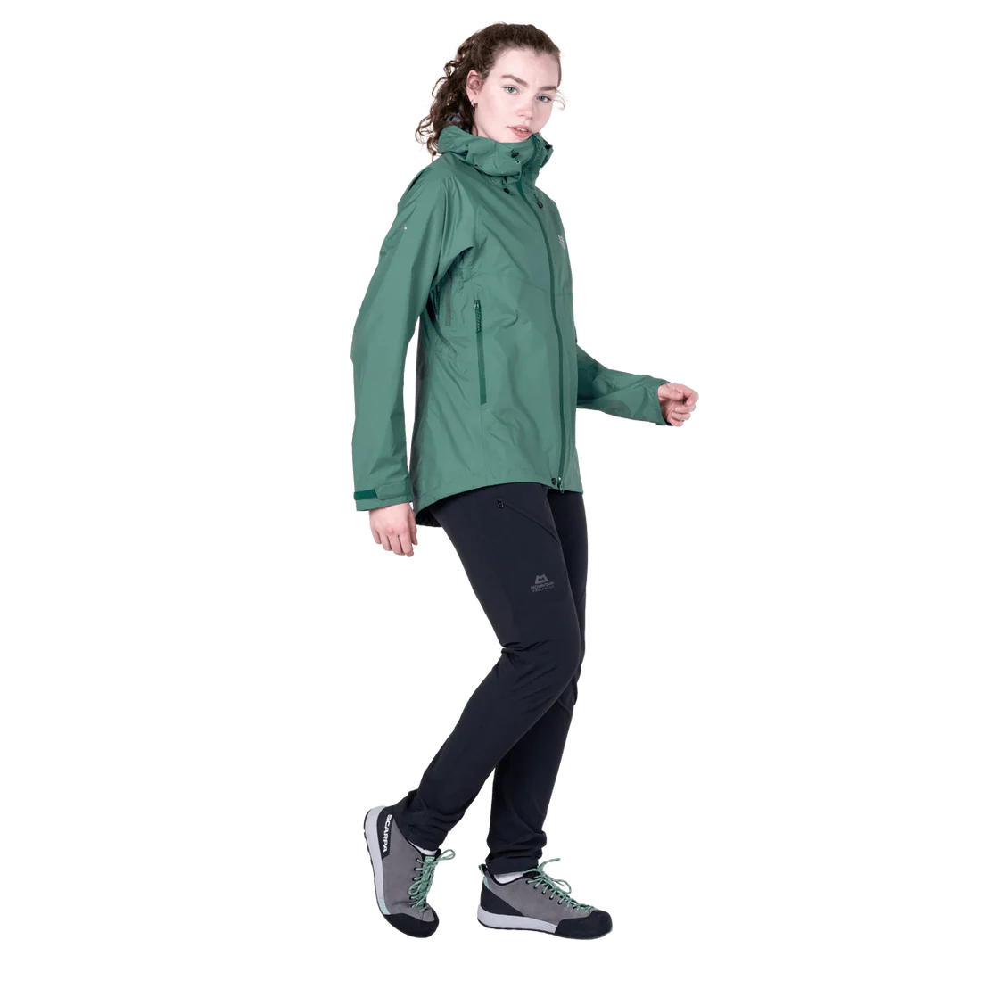 Mountain Equipment Raintower Women's Jacket in Sea Pine - Side model view alternate