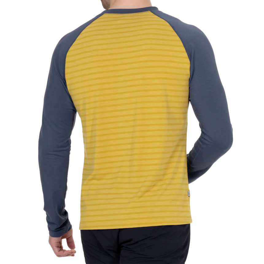 Mountain Equipment Redline LS Men's Tee in Acidstripe/Denim - Back