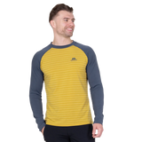 Mountain Equipment Redline LS Men's Tee in Acidstripe/Denim - On Model Front