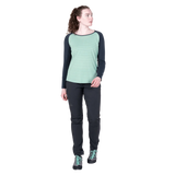 Mountain Equipment Redline LS Women's Tee in Lichen Stripe/Cosmos - Side model view