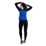 Mountain Equipment Redline LS Women's Tee in Vivid Stripe/Cosmos - On Model Arms Up
