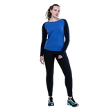 Mountain Equipment Redline LS Women's Tee in Vivid Stripe/Cosmos - On Model Front