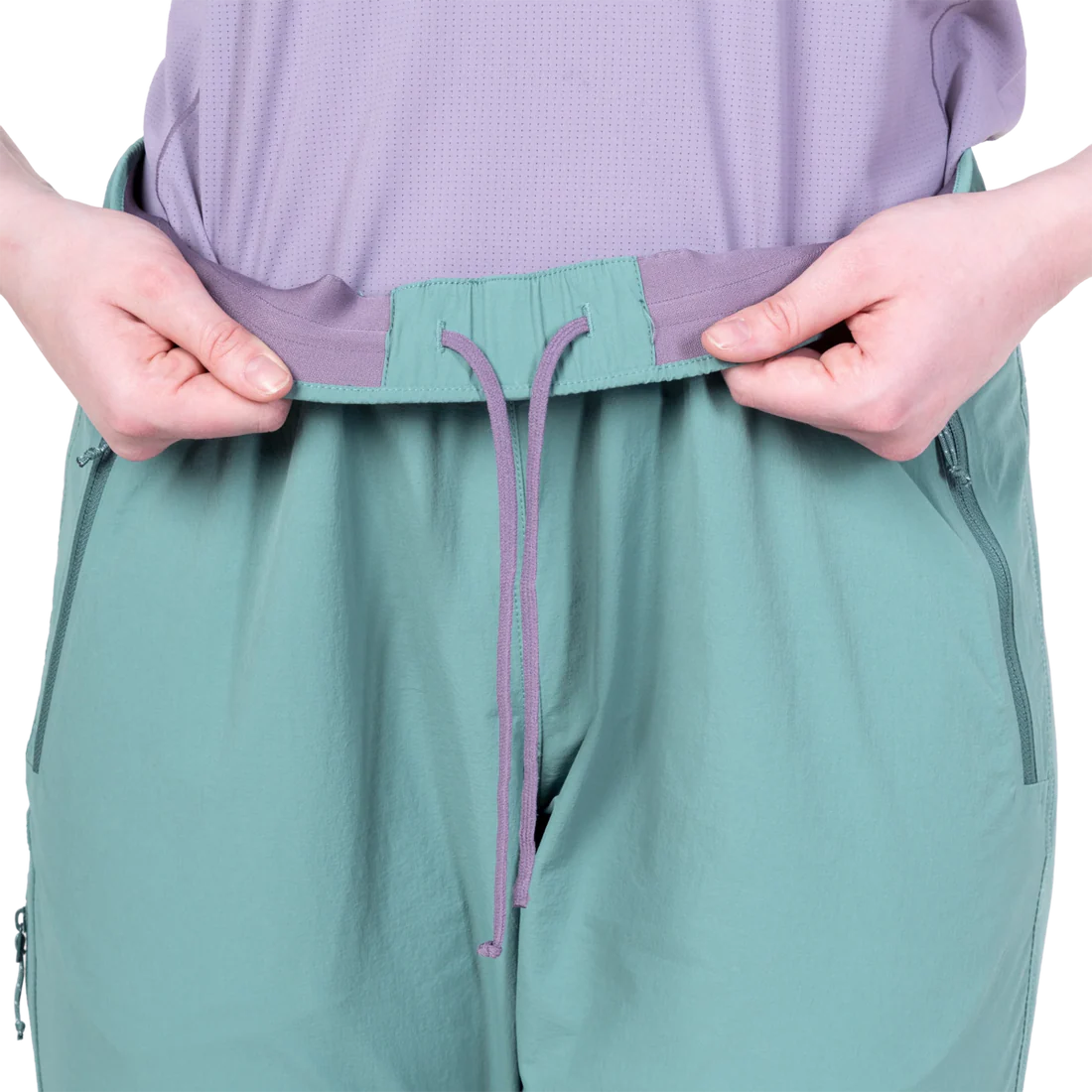 Mountain Equipment Sella Women's Pant in Sea Pine - Drawcord waistband detail