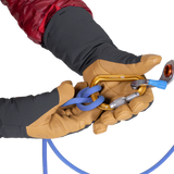 Mountain Equipment Serac Gauntlet in Black/Tan - Carabiner Action