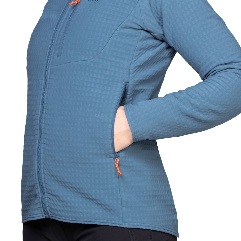 Mountain Equipment Shroud Hooded Women's Jacket in Stellar Blue - Hand Pocket