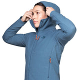 Mountain Equipment Shroud Hooded Women's Jacket in Stellar Blue - Hood Adjustor