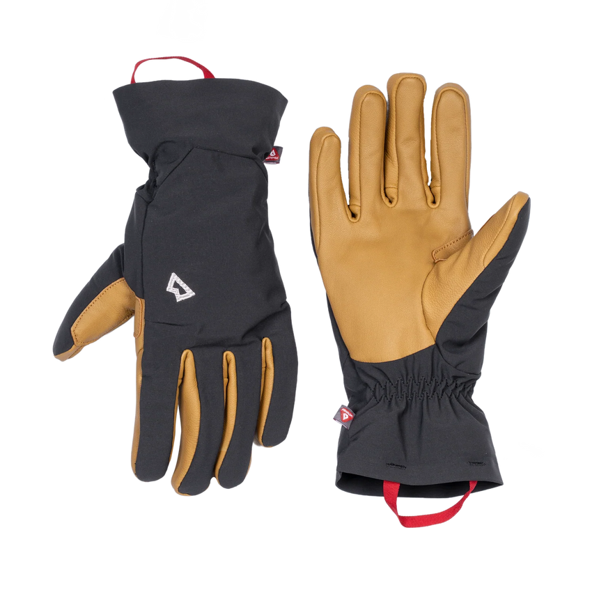 Mountain Equipment Super Alpine Gloves in Black/Tan - Back with Tethers