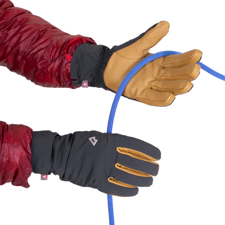 Mountain Equipment Super Alpine Gloves in Black/Tan - On Model