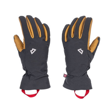 Mountain Equipment Super Alpine Women's Gloves in Black/Tan - Front with Tethers