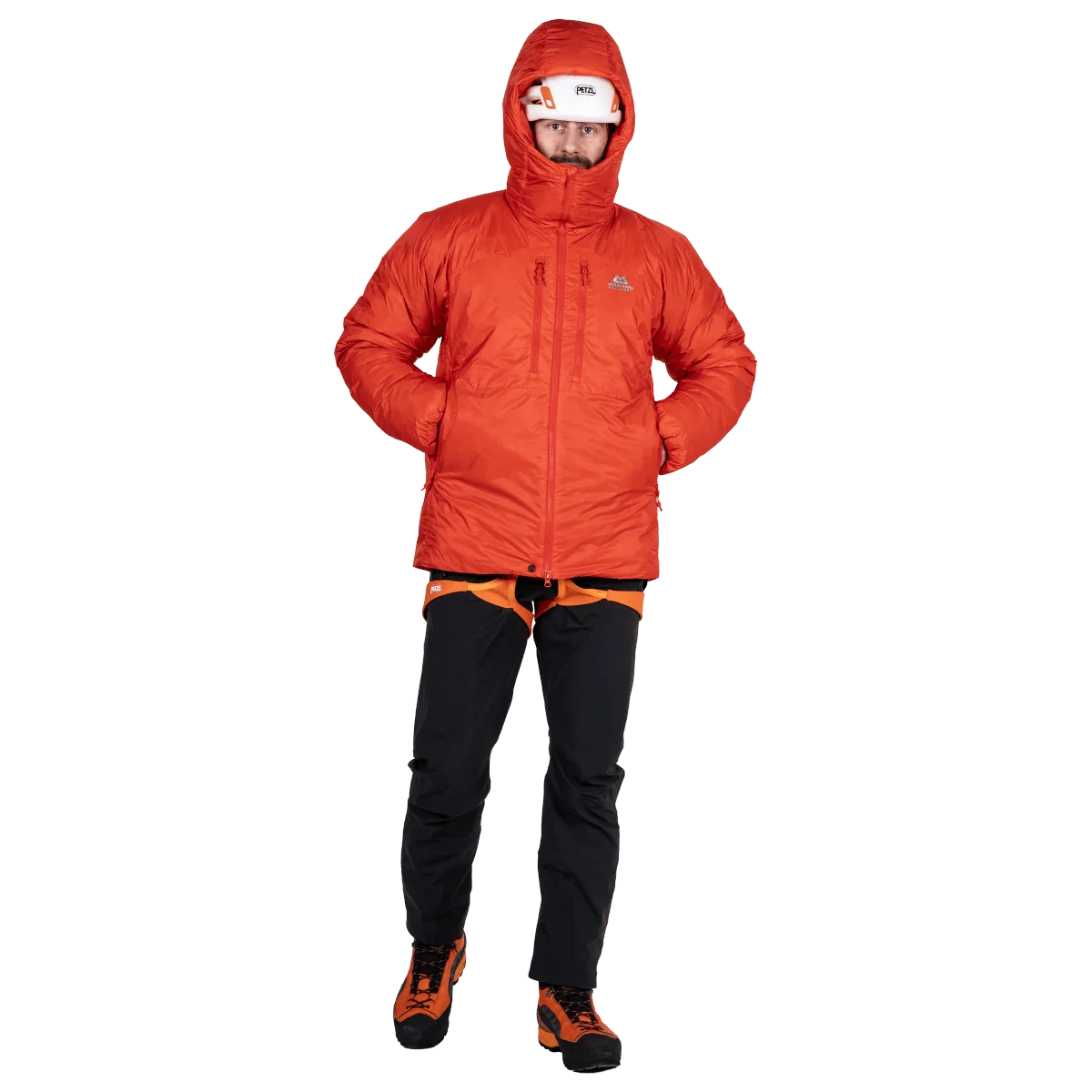 Mountain Equipment Super Oreus Men's Jacket in Magma - Front, worn 2