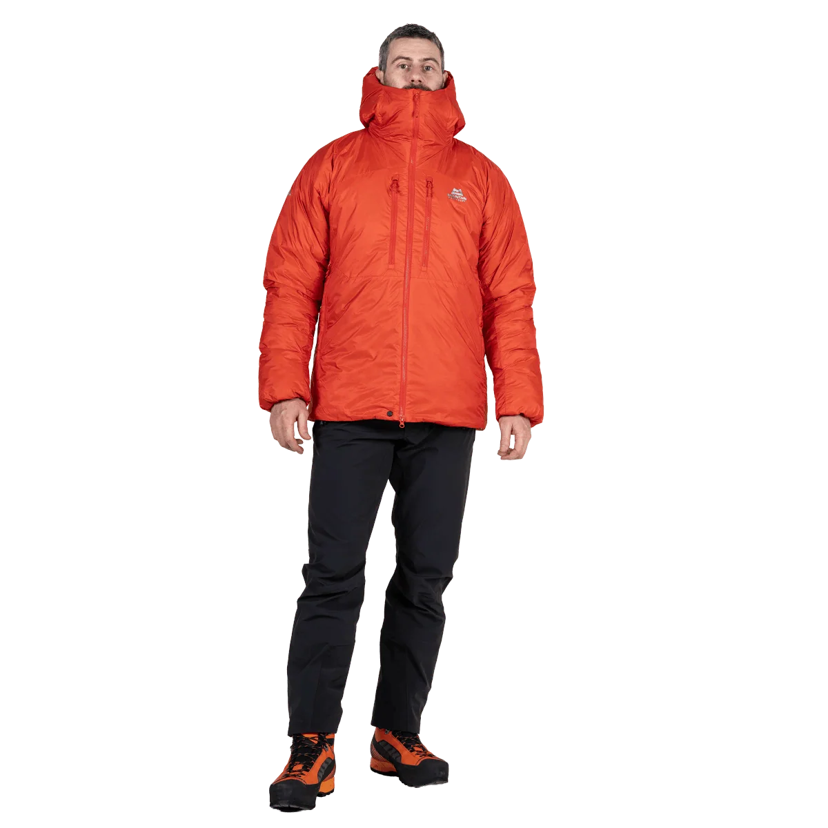 Mountain Equipment Super Oreus Men's Jacket in Magma - Front, worn