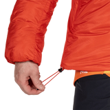 Mountain Equipment Super Oreus Men's Jacket in Magma - Hem drawcord detail, worn