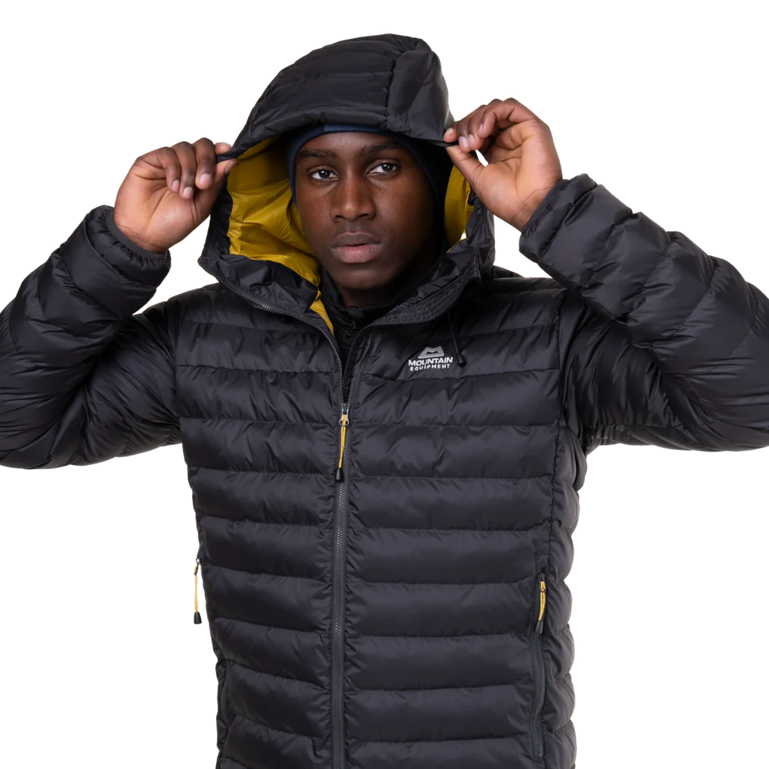 Mountain Equipment Superflux Men's Jacket in Obsidian - Clearance - Hood Up Front