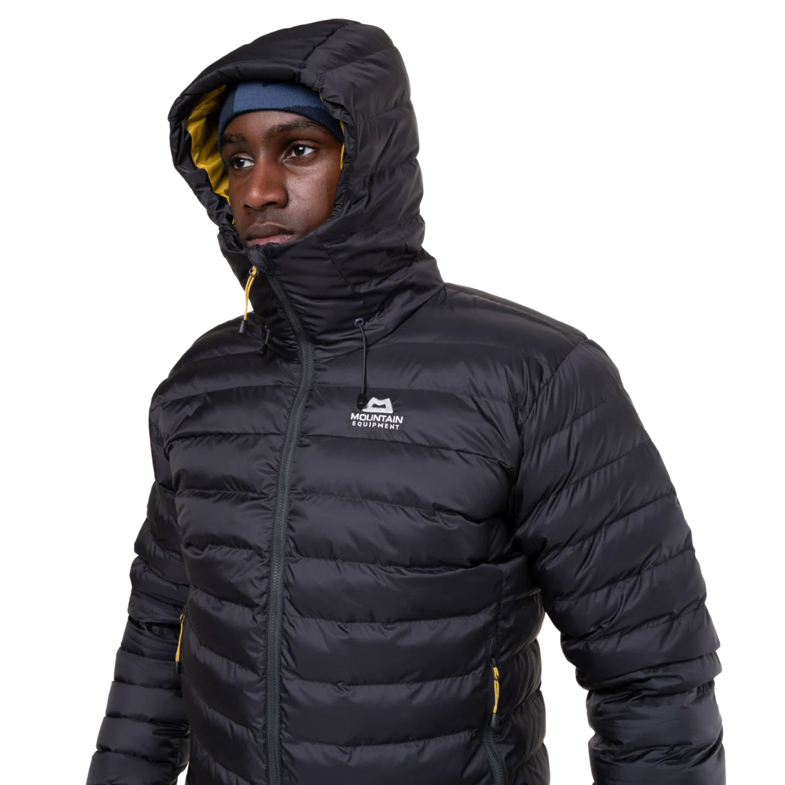 Mountain Equipment Superflux Men's Jacket in Obsidian - Clearance - Hood Up Side