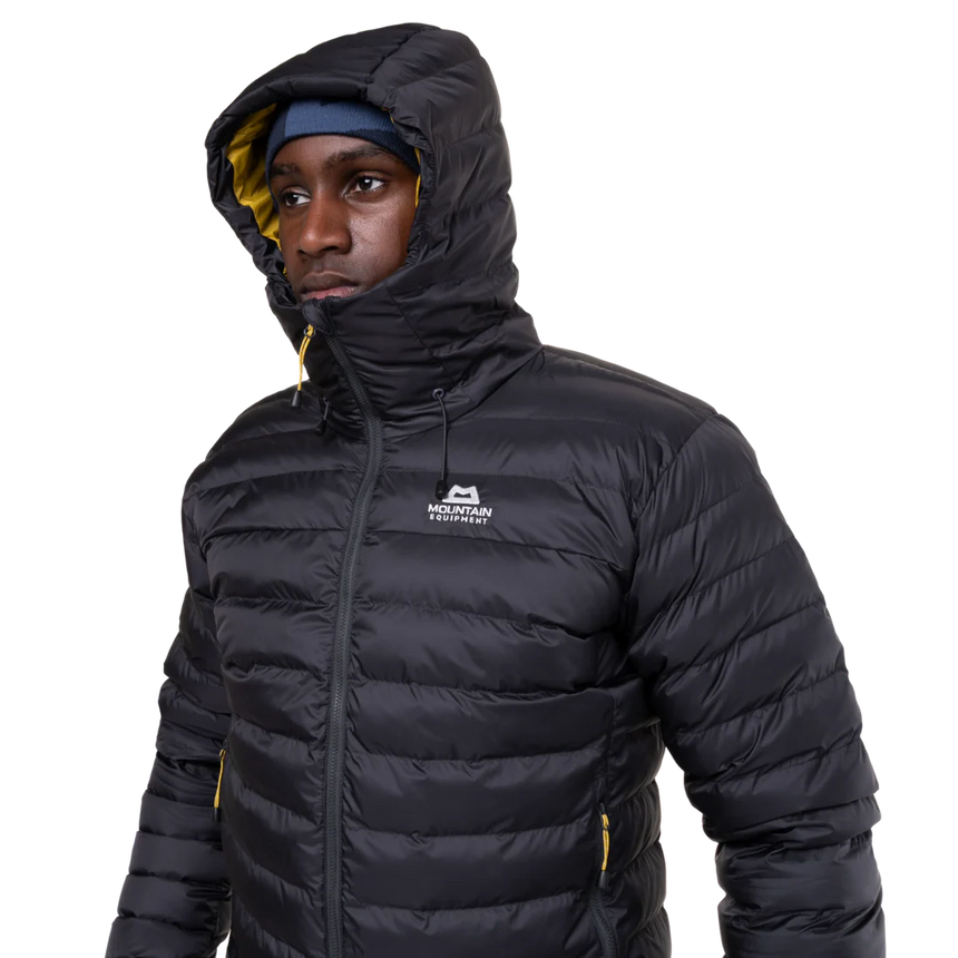 Mountain Equipment Superflux Men's Jacket in Obsidian - Clearance - Hood Up Side