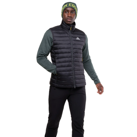Mountain Equipment Superflux Men's Vest in Obsidian - Front on Model