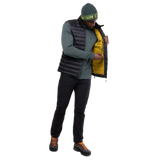 Mountain Equipment Superflux Men's Vest in Obsidian - Open Front on Model