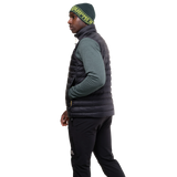 Mountain Equipment Superflux Men's Vest in Obsidian - Side on Model