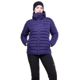 Mountain Equipment Superflux Women's Jacket in Amethyst/Cosmos - Full Length Front on Model