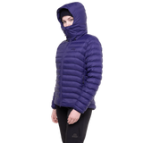Mountain Equipment Superflux Women's Jacket in Amethyst/Cosmos - Hood Up Side