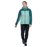 Mountain Equipment Tacul Women's Jacket in Lichen/Deep Teal - On Model Front