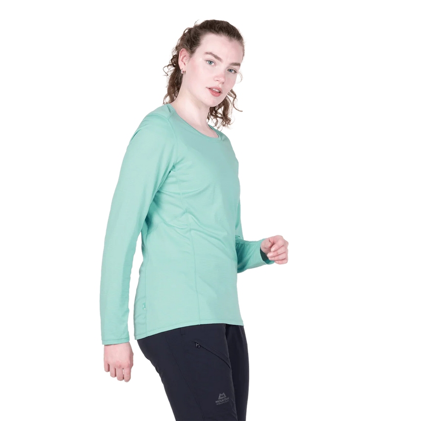 Mountain Equipment Tempi Women's LS Tee in Aqua - Back view