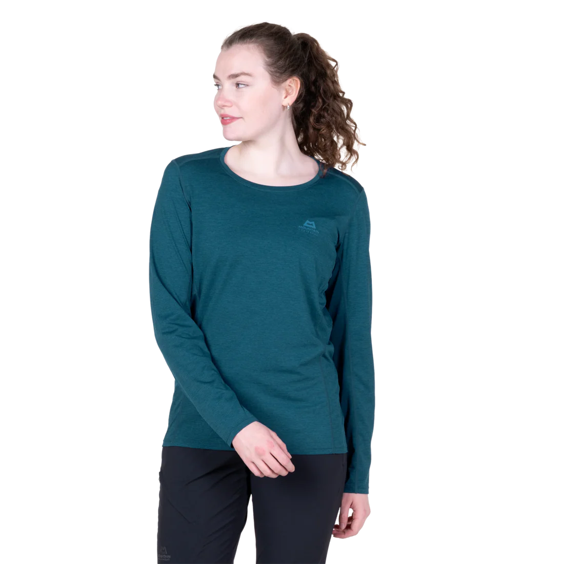 Mountain Equipment Tempi Women's LS Tee in Majolica Blue - Side walking