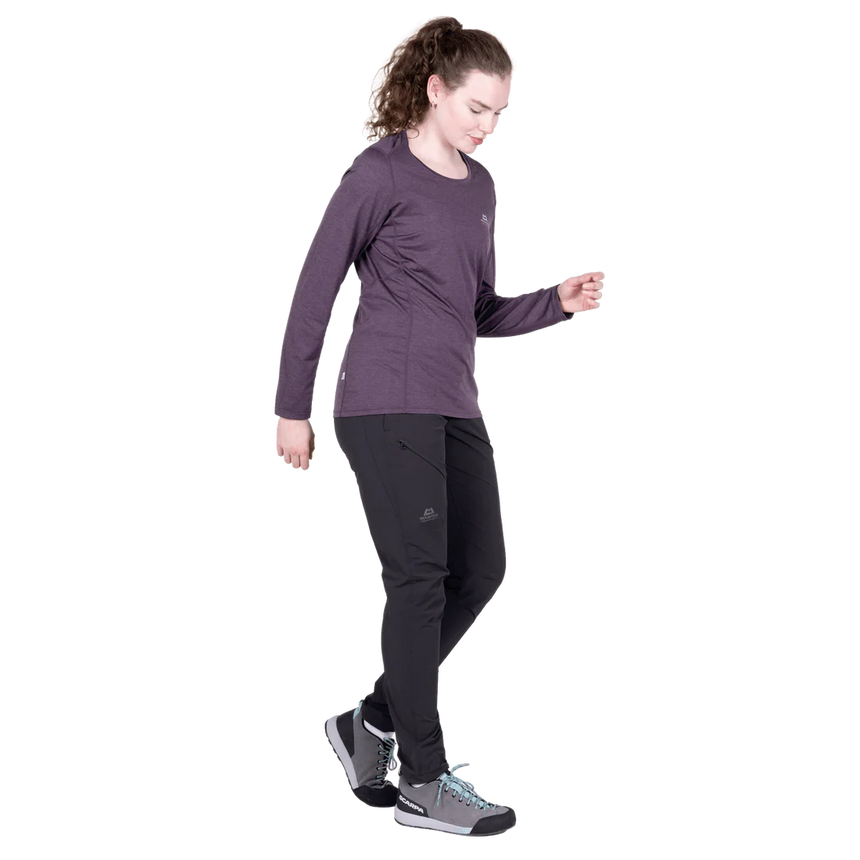 Mountain Equipment Tempi Women's LS Tee in Nightshade - Side walking