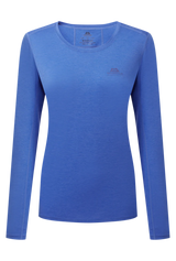 Mountain Equipment Tempi Women's LS Tee in Vivid Blue - Flat front
