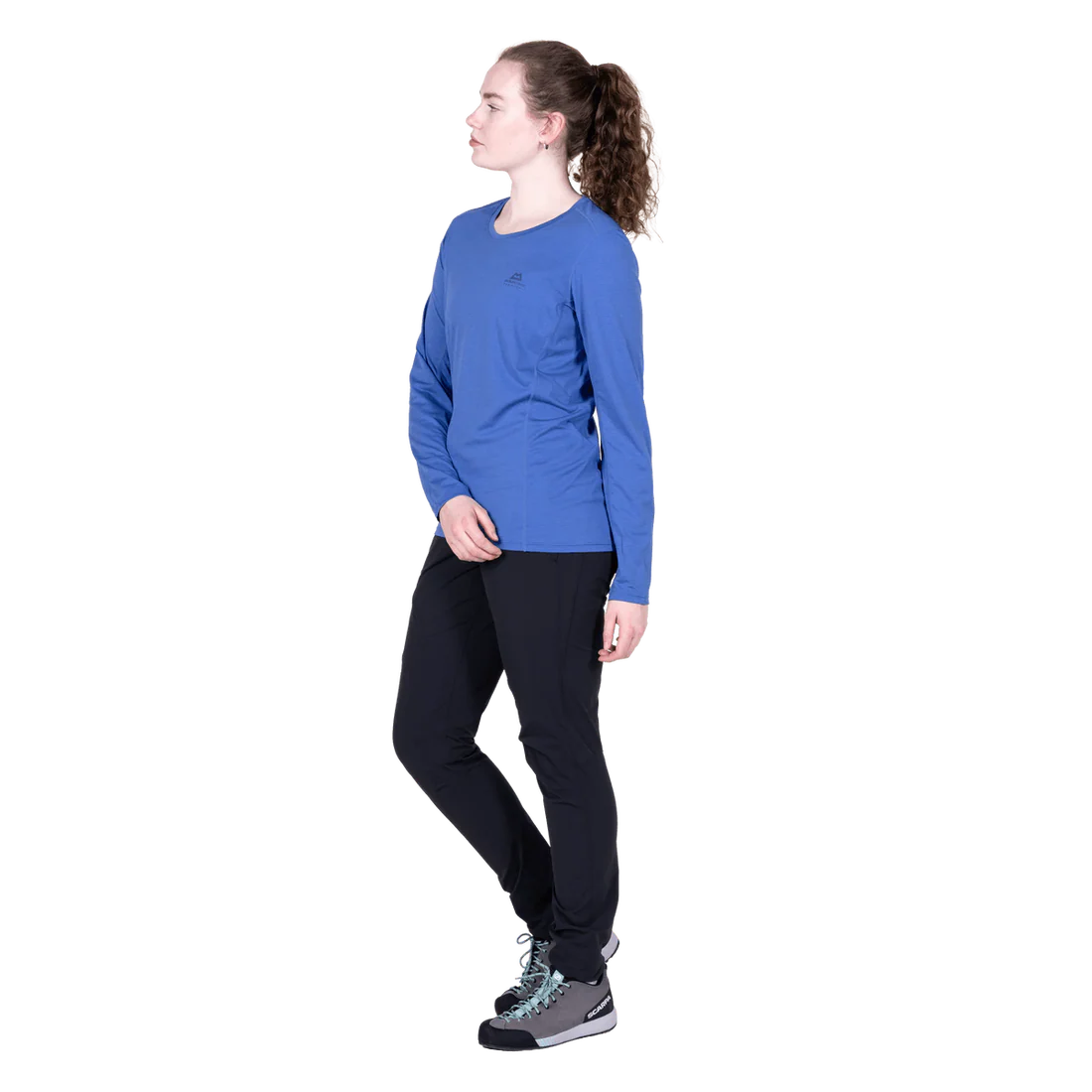 Mountain Equipment Tempi Women's LS Tee in Majolica Blue - Three quarter view