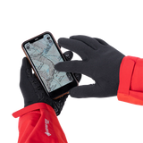 Mountain Equipment Touch Screen Grip Gloves in Black - Touch Screen Compatible Finger in Use