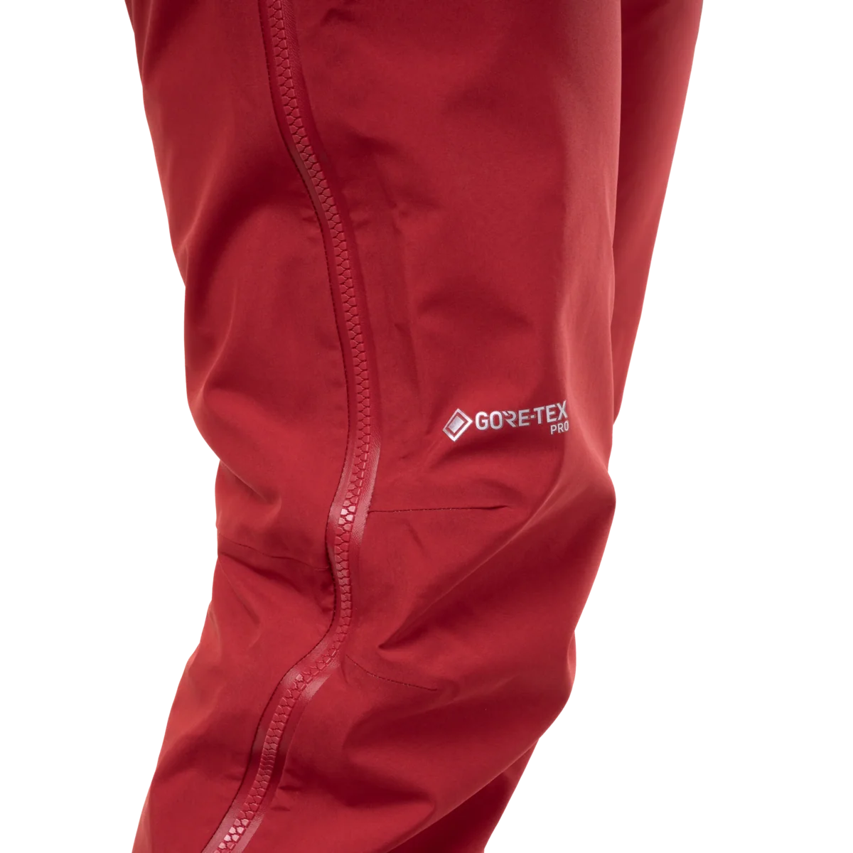 Mountain Equipment Tupilak Men's GORE-TEX Pant in Crimson - Logo Detail Model