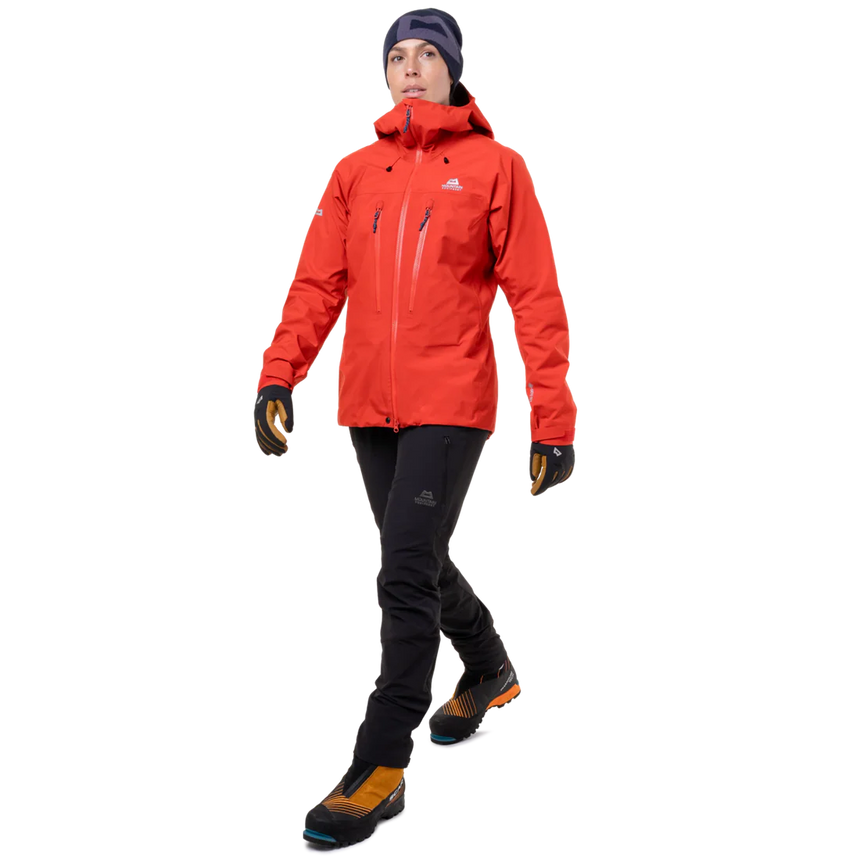 Mountain Equipment Tupilak Women's GORE-TEX Jacket in Chili Red - Full Length View on Model