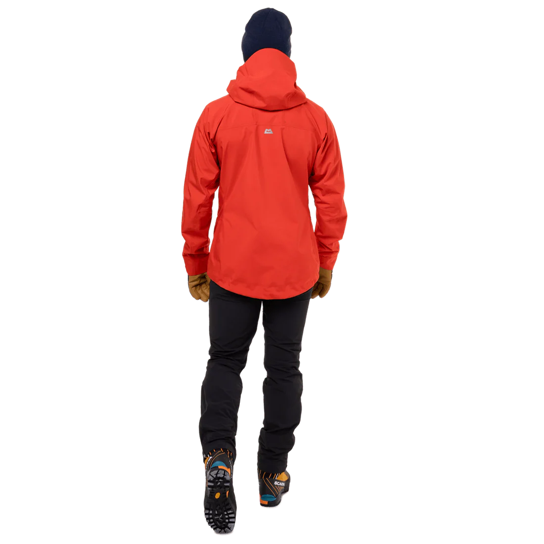 Mountain Equipment Tupilak Women's GORE-TEX Jacket in Chili Red - Hood Over Helmet on Model
