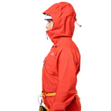Mountain Equipment Tupilak Women's GORE-TEX Jacket in Chili Red - Hood Up on Model
