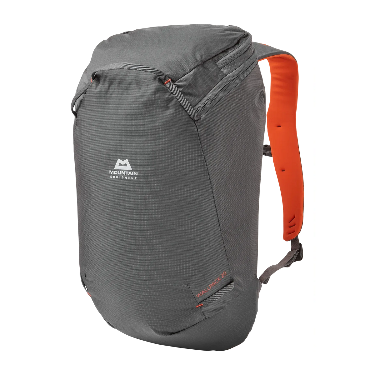 Mountain Equipment Wallpack 20 Backpack in Anvil/Cardinal Orange - Front Angle