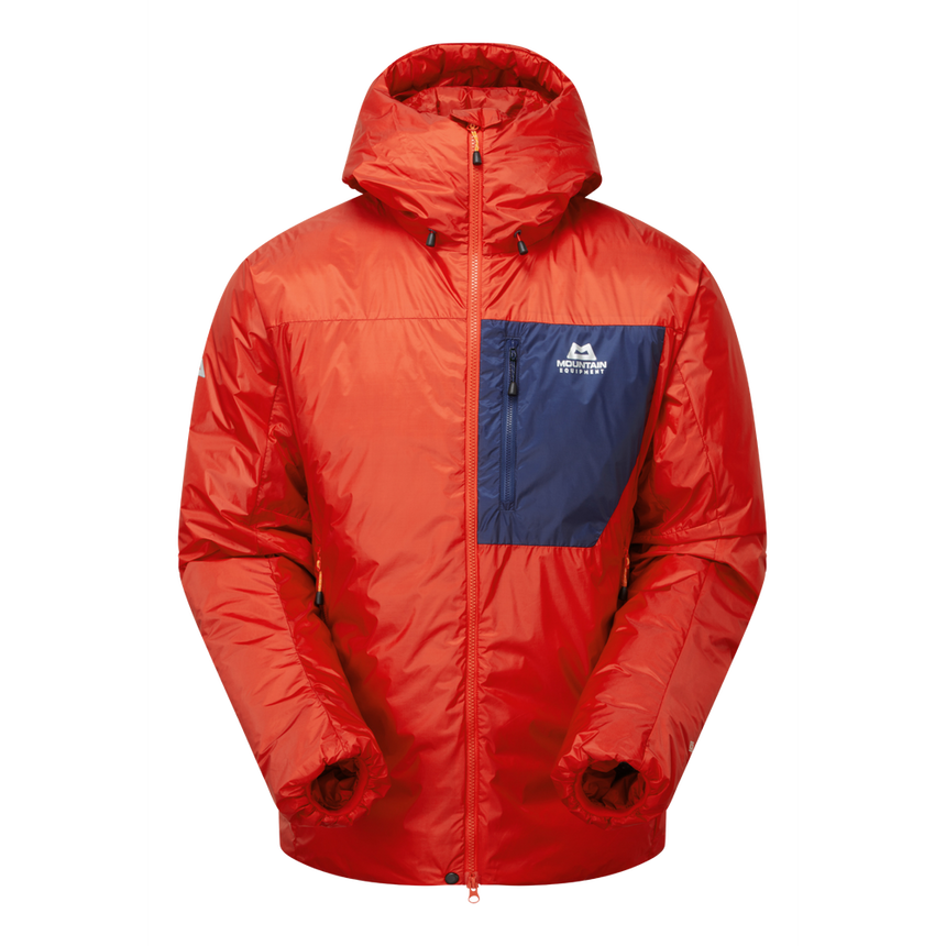 Mountain Equipment Xeros Men's Jacket in Chili Red/Medieval - Flat Lay Front
