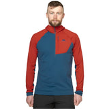 Mountain Equipment Aiguille Hooded Men's Top Outdoor Action Dusk/Red Rock- Front Fit on Model